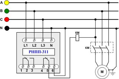 Cхема подключения реле РНПП-311